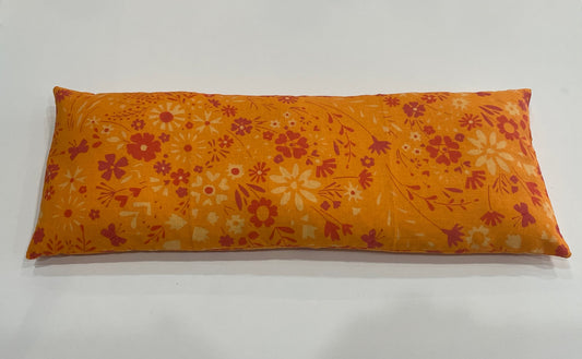 Orange with a Light and Dark Orange Floral Pattern Small Neck 5 x 13 Heating Pad