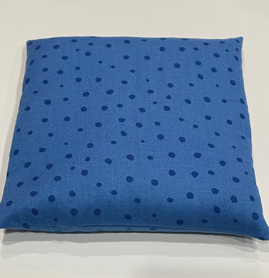 Blue with a Dark Blue Dot Pattern Medium Square 7 x 7 Heating Pad