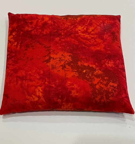 Bright Red with a Dark Red Tie Dye Pattern Medium Square 7 x 7 Heating Pad