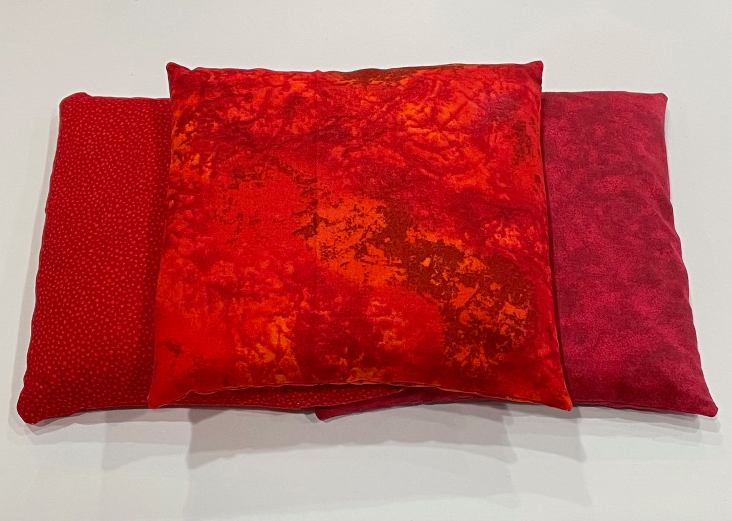 Bright Red with a Dark Red Tie Dye Pattern Medium Square 7 x 7 Heating Pad