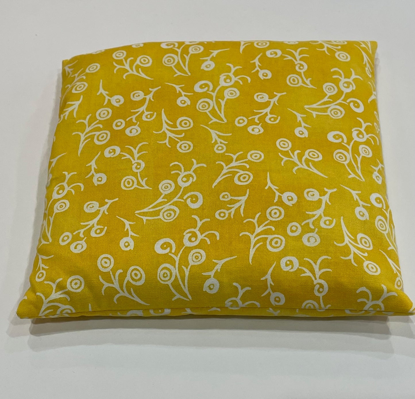 Deep Yellow with White Floral Print Medium Square 7 x 7 Heating Pad