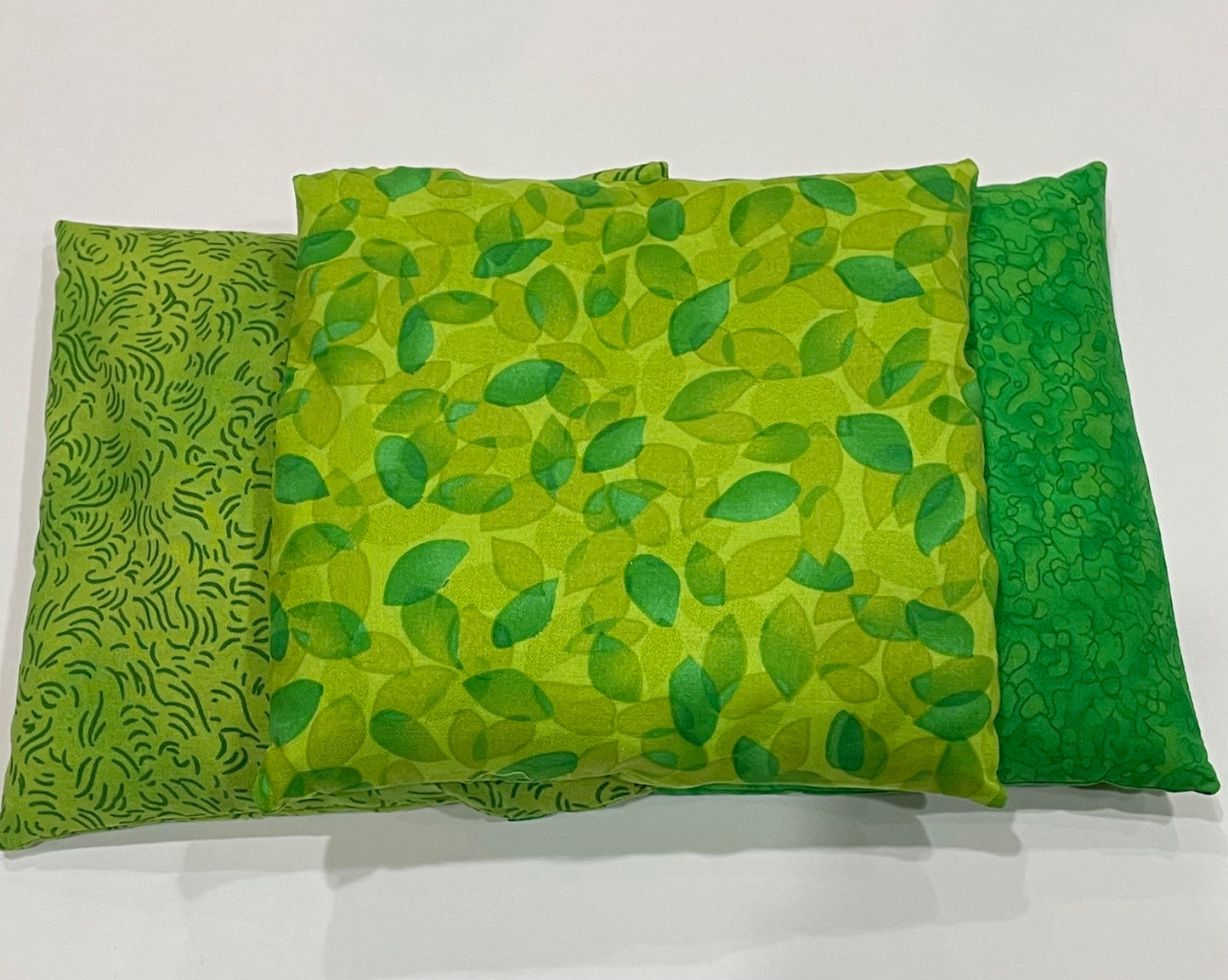 Lime Green with a Dark Green and Olive Green Leaf Pattern Medium Square 7 x 7 Heating Pad