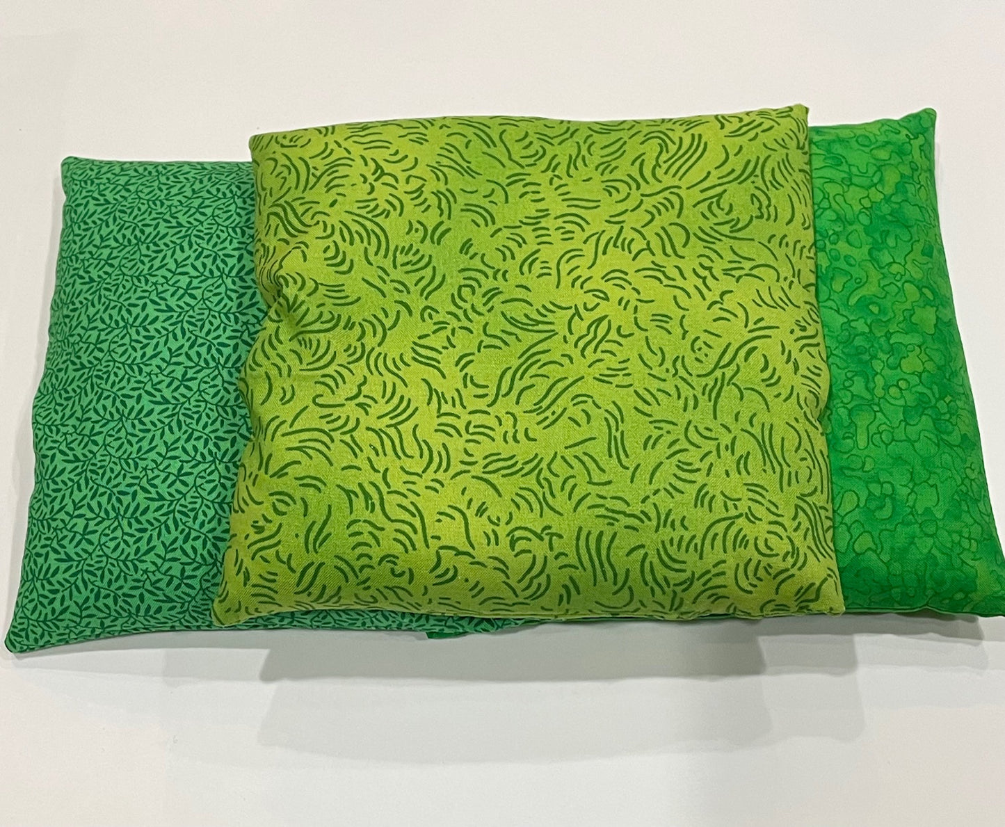 Lime Green with a Dark Green Curvy Line Pattern Medium Square 7 x 7 Heating Pad