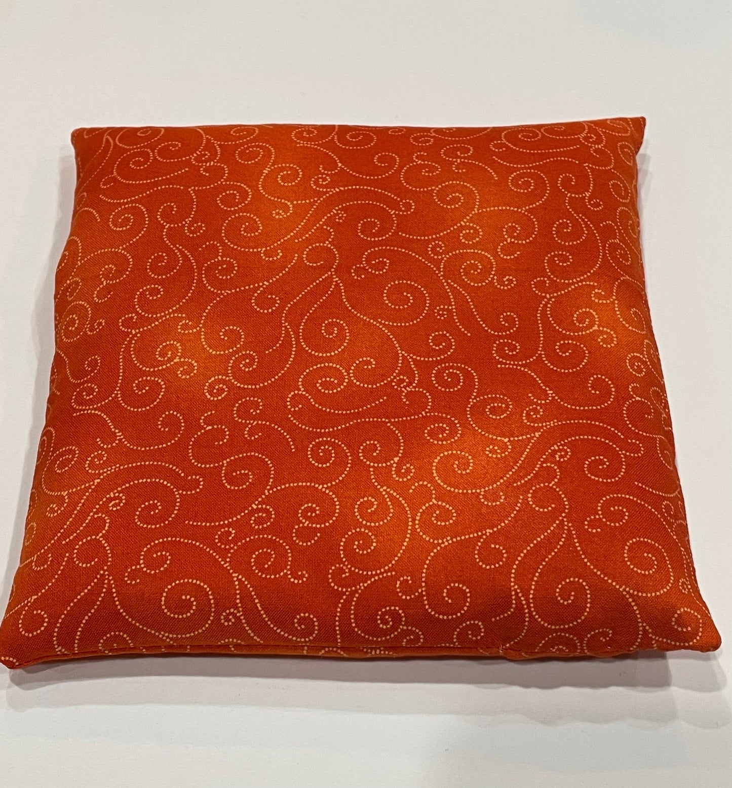 Orange with White Swirl Pattern Medium Square 7 x 7 Heating Pad