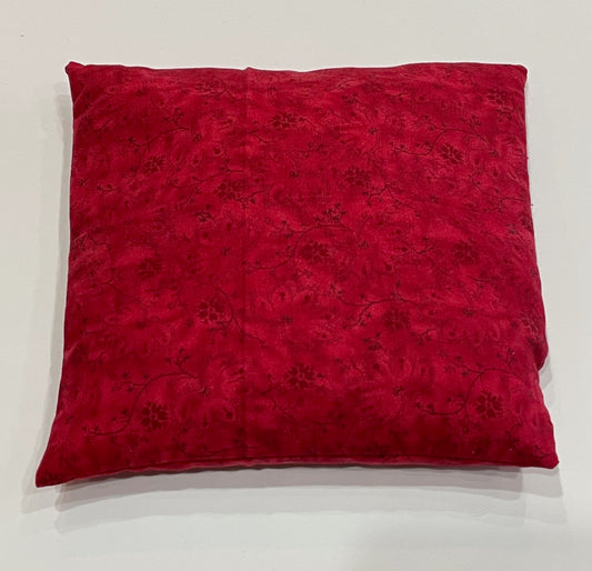 Red with a Dark Red Leaf and Vine Pattern Medium Square 7 x 7 Heating Pad