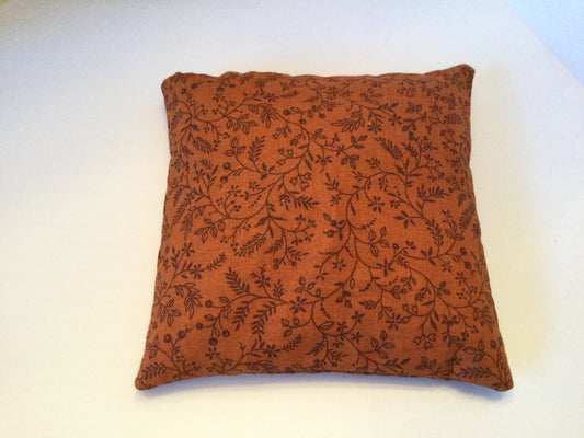 Dark Burnt Orange Floral Small Square 5 x 5 Heating Pad