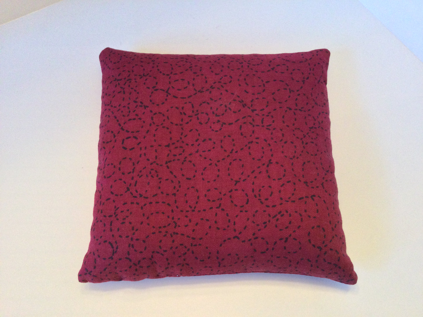 Burgandy Red and Black Stitch Small Square 5 x 5 Heating Pad